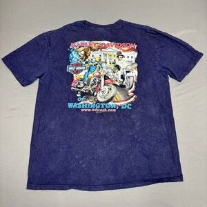 Harley Davidson Shirt Mens Extra Large Washington Eagle American Flag Abraham￼